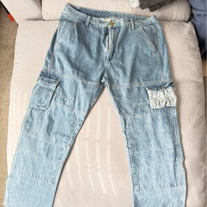 Men's Light Blue Cargo Jeans